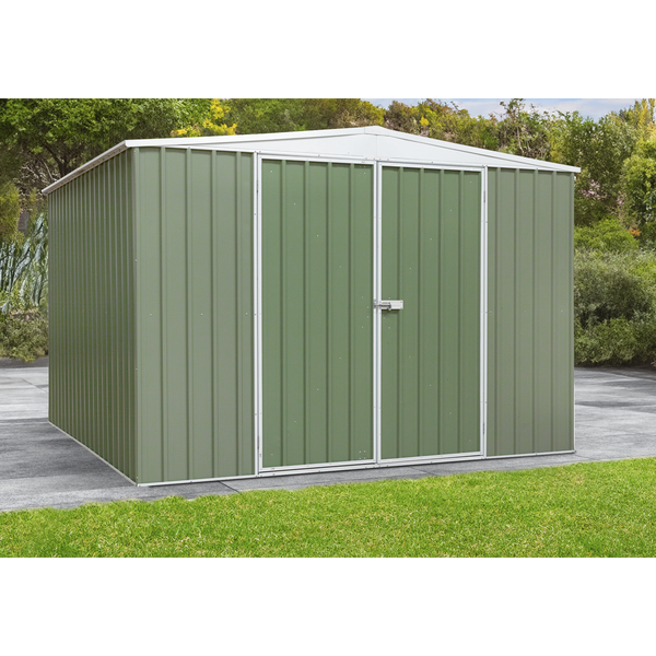 Dellonda DG116 Dellonda Galvanised Steel Metal Garden/Outdoor/Storage Shed, 10FT x 10FT, Apex Style Roof - Green