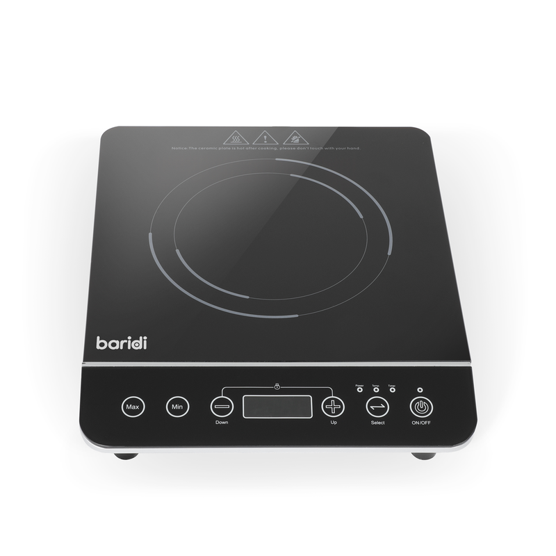 Sealey DH145 Baridi Induction Hob: Single Zone with 13A Plug, 10 Power Settings 200W-2000W, Touch Controls, 3-Hour Timer Function, Child Lock, Black
