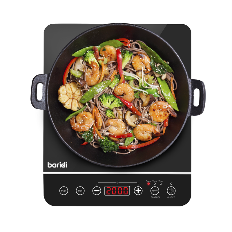 Sealey DH145 Baridi Induction Hob: Single Zone with 13A Plug, 10 Power Settings 200W-2000W, Touch Controls, 3-Hour Timer Function, Child Lock, Black