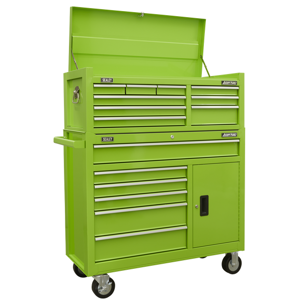 Sealey AP41STACKHV Topchest & Rollcab Combination 15 Drawer with Ball-Bearing Slides - Green