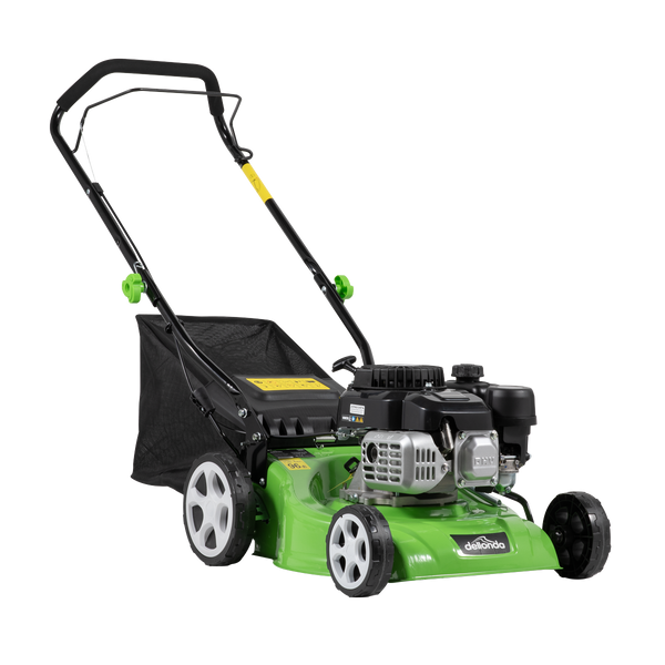 Dellonda DG100 Dellonda Hand-Propelled Petrol Lawnmower Grass Cutter, 132cc 16"/40cm 4-Stroke