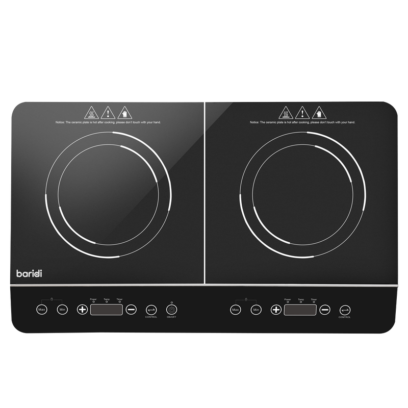 Sealey DH146 Baridi Portable Induction Hob: Two Zone Cooktop with 13A Plug, 2800W, 10 Power Settings, Touch Controls, 3-Hour Timer Function, Child Safety Lock, Black
