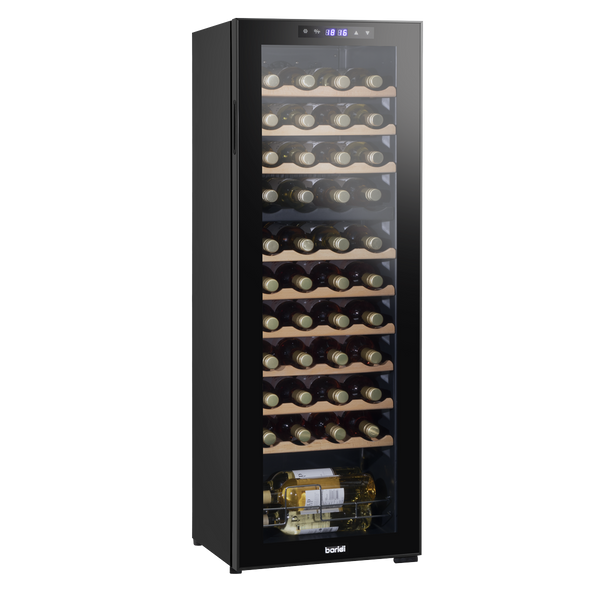 Sealey DH92 Baridi 44 Bottle Dual Zone Wine Cooler, Fridge with Digital Touchscreen Controls, Wooden Shelves & LED Light, Black