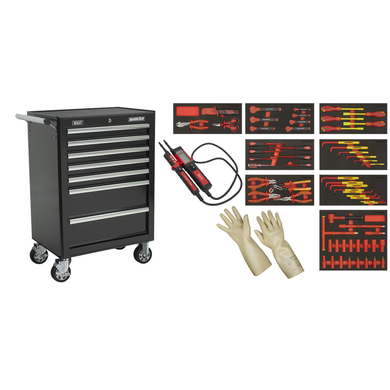Sealey TBTECOMBO2 63pc Insulated Tool Kit with 7 Drawer Rollcab