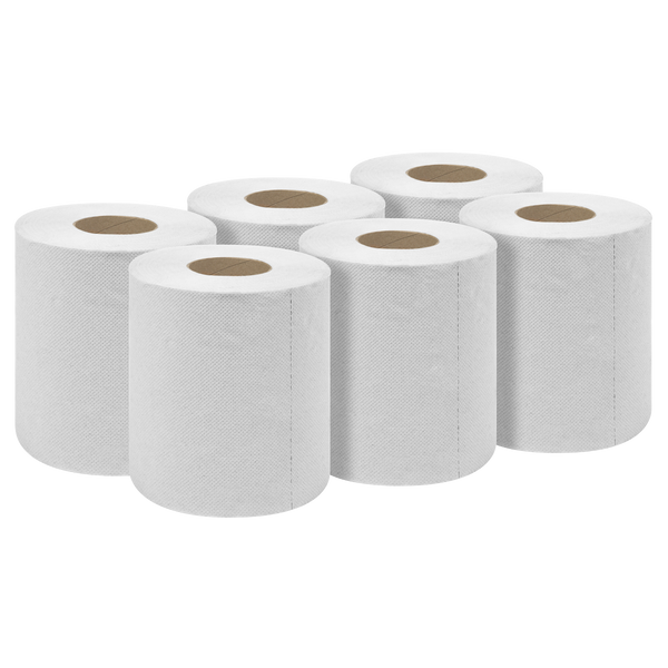 Sealey WHT60 White Embossed 2-Ply Paper Roll 60m - Pack of 6