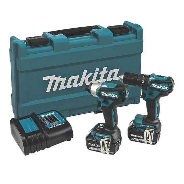 Makita DLX2221ST Combi Drill & Impact Driver Kit with 2x BL1850B Batteries & Charger