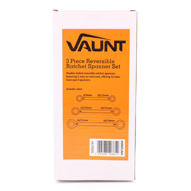 Vaunt V1448000 3 Piece Reversible Ratchet Spanner Set