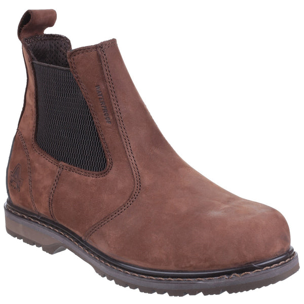Amblers Safety 24187-39856 AS148 Sperrin Lightweight Waterproof Pull On Dealer Safety Boot- Mens, Brown