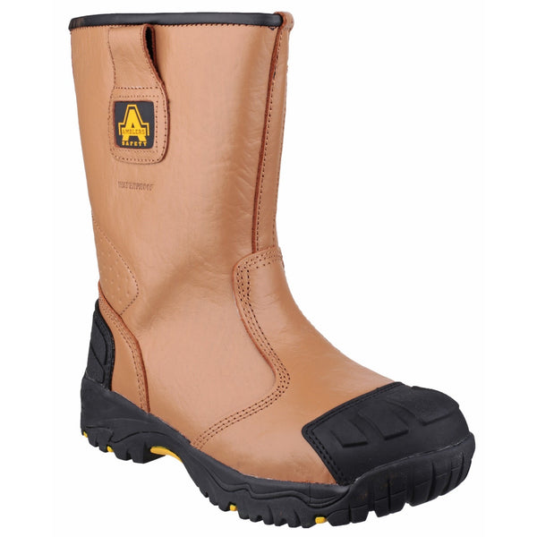 Amblers Safety 21835-35182 FS143 Waterproof pull on Safety Rigger Boot- Mens, Tan
