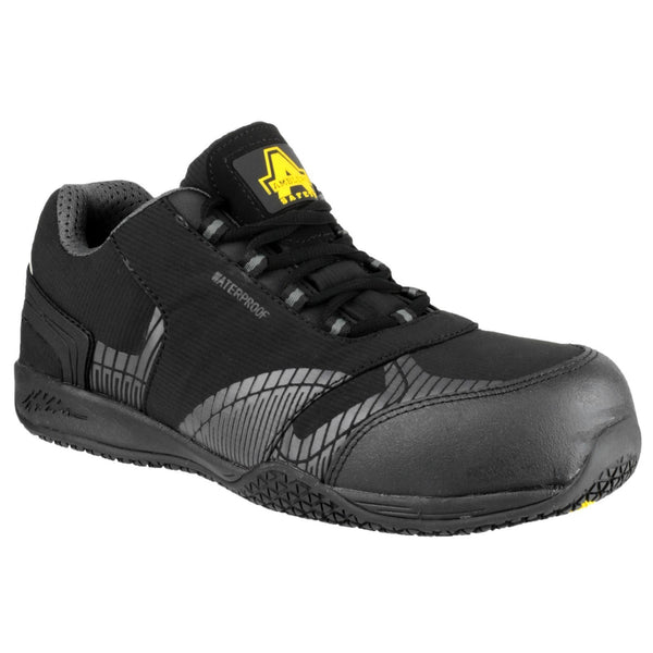 Amblers Safety 24887-41152 FS29C Waterproof Metal Free Non Leather Safety Trainer- Mens, Black