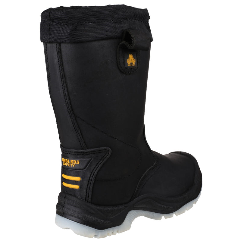 Amblers Safety 18283-27080 FS209 Water Resistant Pull On Safety Rigger Boot- Mens, Black