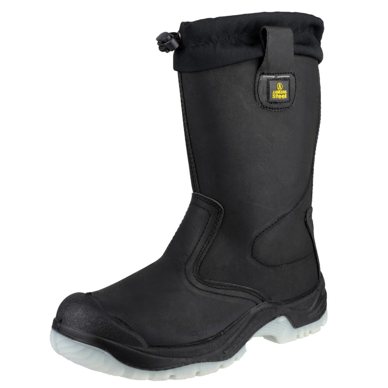 Amblers Safety 18283-27080 FS209 Water Resistant Pull On Safety Rigger Boot- Mens, Black