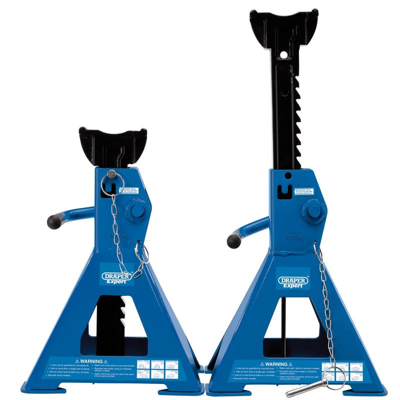 Draper 01813 Pair of Pneumatic Rise Ratcheting Axle Stands, 3 Tonne