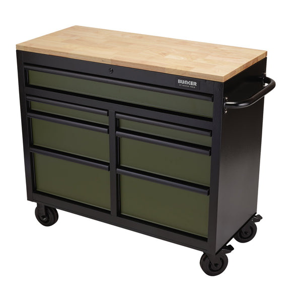 BUNKER&#174; 08221 Workbench Roller Tool Cabinet, 7 Drawer, 41", Green