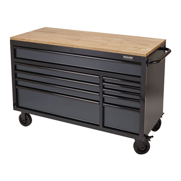 BUNKER&#174; 08227 Workbench Roller Tool Cabinet, 10 Drawer, 56", Grey