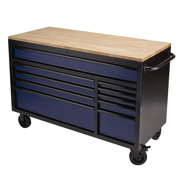 BUNKER&#174; 08237 Workbench Roller Tool Cabinet, 10 Drawer, 56", Blue