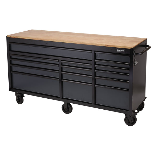 BUNKER&#174; 08241 Workbench Roller Tool Cabinet, 15 Drawer, 72", Grey