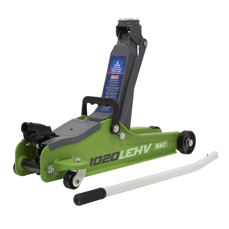 Sealey 1020LEHVBAGCOMBO 2tonne Low Entry Short Chassis Trolley Jack & Accessories Bag Combo - Hi-Vis Green