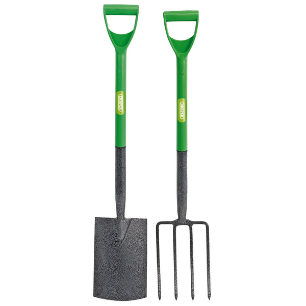 Draper 16566 Carbon Steel Garden Fork and Spade Set, Green