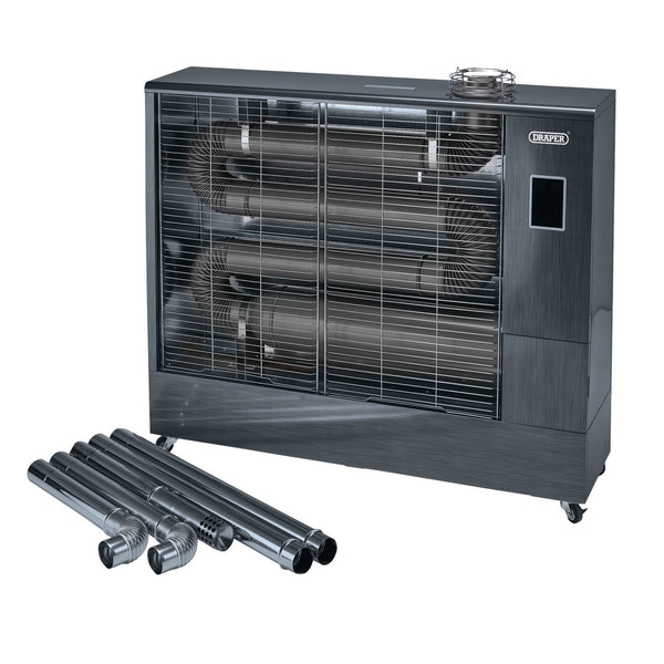 Draper 18104 230V Far Infrared Diesel Heater with Flue Kit, 67,500 BTU/19.8kW