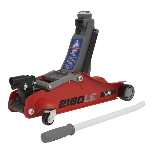 Sealey 2180LE 180° Handle Trolley Jack 2tonne Low Profile Short Chassis - Red