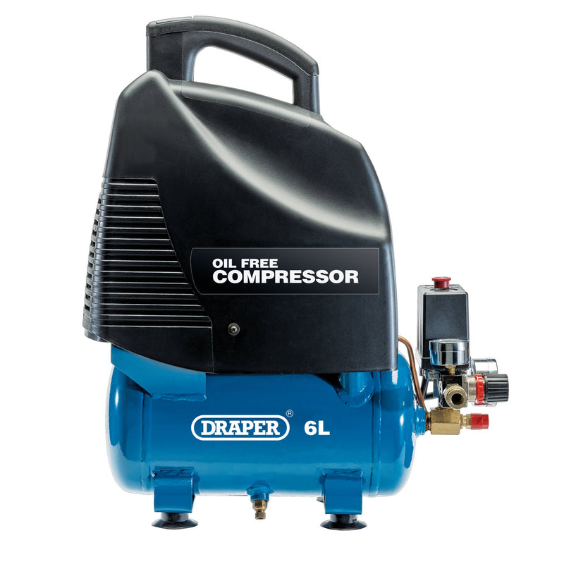 Draper 24974 Oil-Free Air Compressor, 6L, 1.1kW