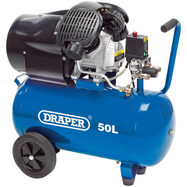 Draper 29355 Direct Drive V-Twin Oiled Air Compressor, 50L, 2.2kW