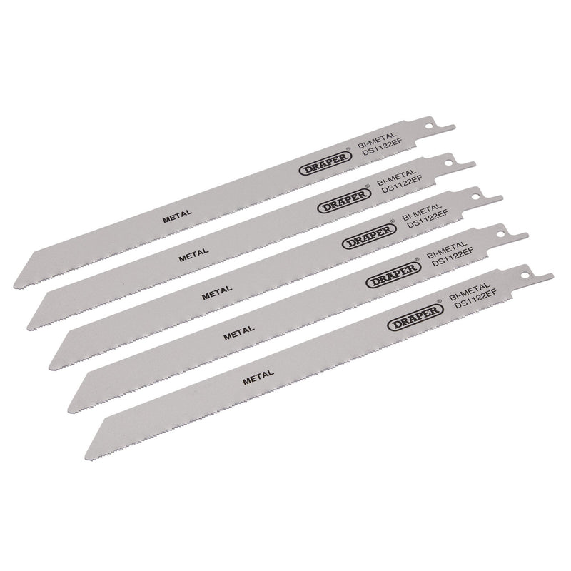 Draper 38631 Bi-metal Reciprocating Saw Blades for Metal Cutting, 225mm, 18tpi (Pack of 5)