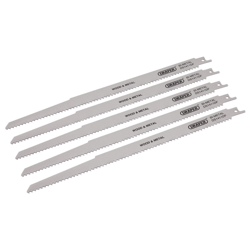 Draper 38756 Bi-metal Reciprocating Saw Blades for Multi-Purpose Cutting, 300mm, 6tpi (Pack of 5)