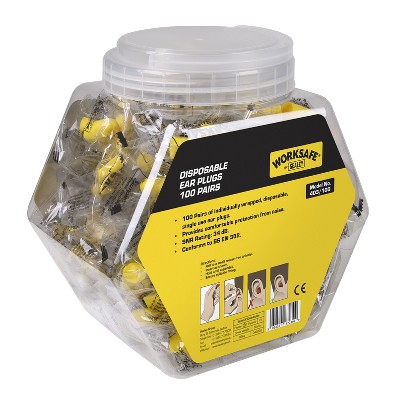 Sealey 403/100 Disposable Ear Plugs - 100 Pairs