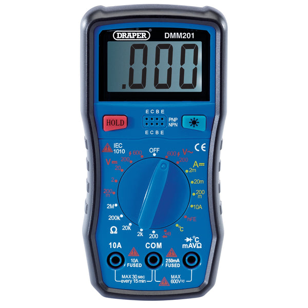 Draper 41818 Manual-Ranging Digital Multimeter, 1 x Test Leads, 1 x Temp Probe, 1 x Case
