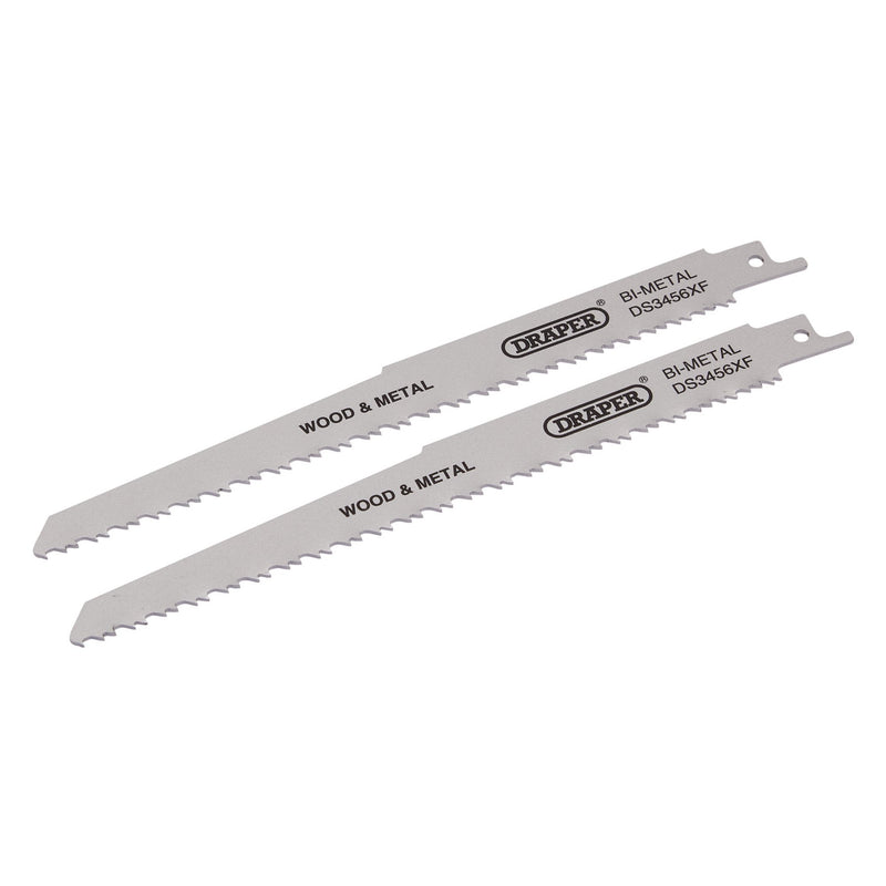 Draper 43065 Bi-metal Reciprocating Saw Blades for Multi-Purpose Cutting, 200mm, 6-12tpi (Pack of 2)