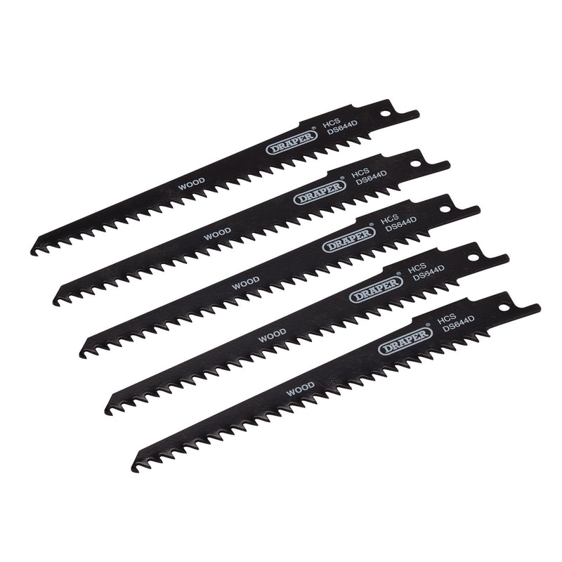 Draper 43430 Reciprocating Saw Blades for Wood and Plastic Cutting, 150mm, 6tpi (Pack of 5)