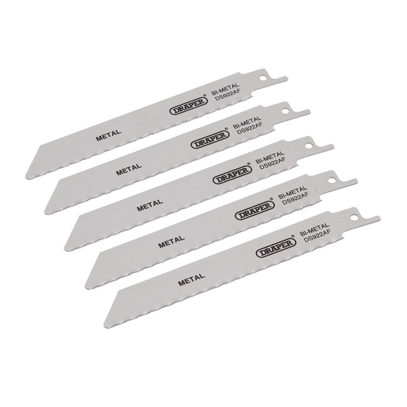 Draper 43444 Bi-metal Reciprocating Saw Blades for Metal Cutting, 150mm, 24tpi (Pack of 5)