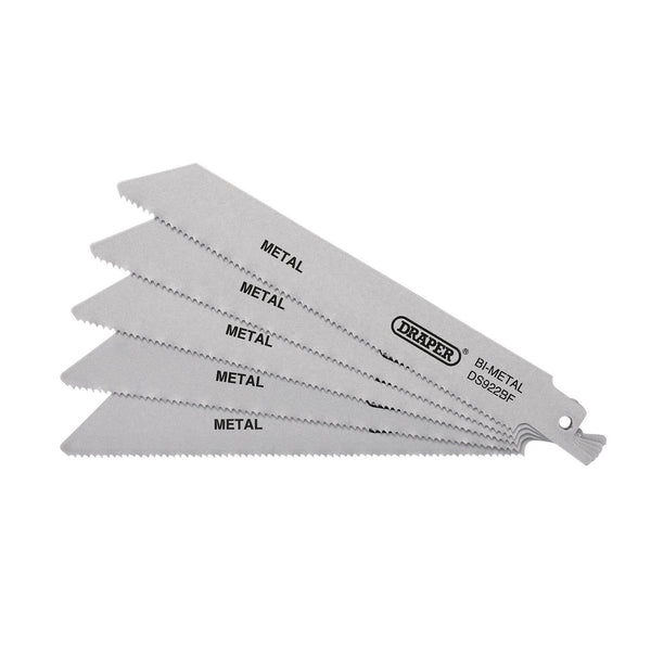 Draper 43459 Bi-metal Reciprocating Saw Blades for Metal, 150mm, 14tpi/15ppi (Pack of 5)