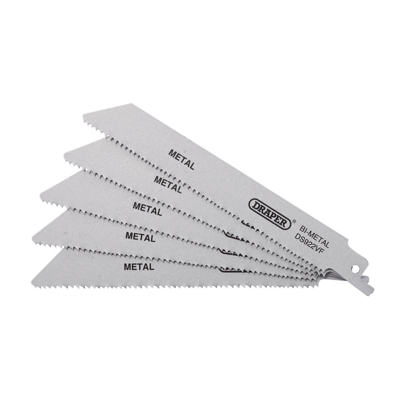 Draper 43463 Bi-metal Reciprocating Saw Blades for Metal, 150mm, 10-14tpi (Pack of 5)