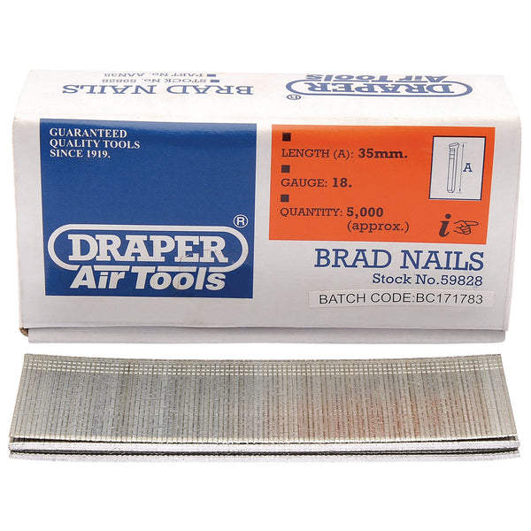 Draper 59828 Brad Nails, 35mm (Pack of 5000)