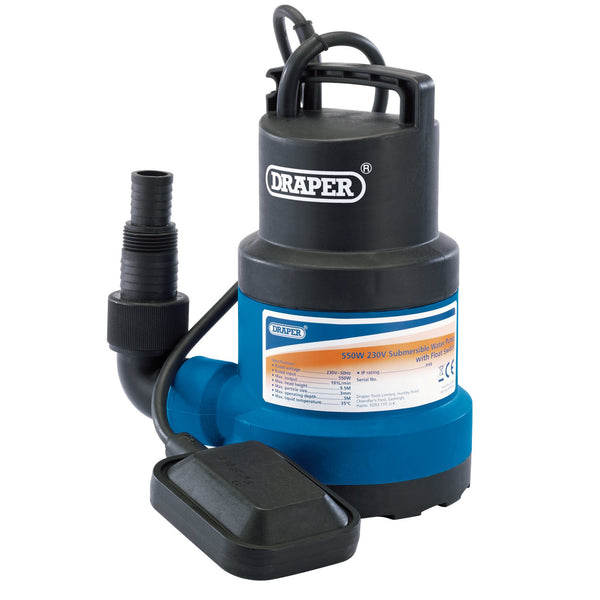 Draper 61584 Submersible Clean Water Pump with Float Switch, 191L/min, 550W