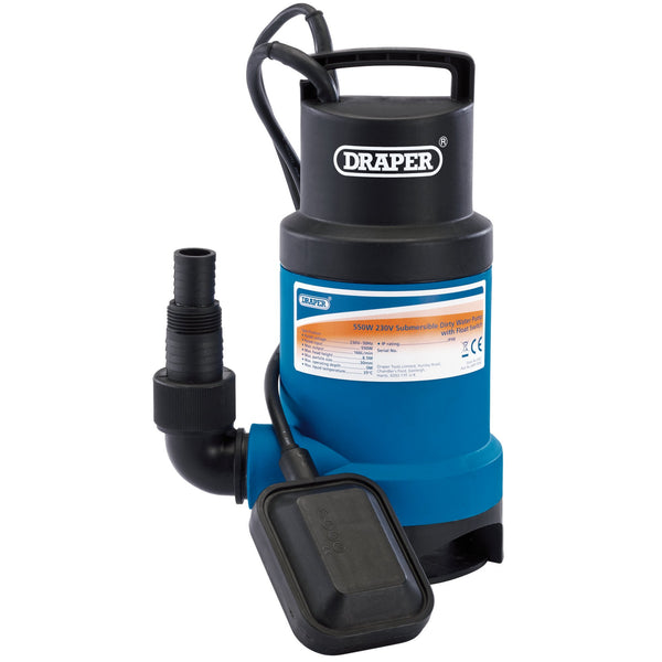 Draper 61621 Submersible Dirty Water Pump with Float Switch, 166L/min, 550W