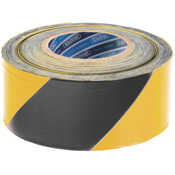 Draper 69009 Barrier Tape Roll, 500m x 75mm, Black and Yellow