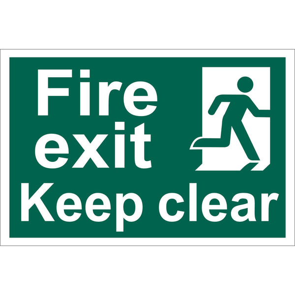 Draper 72450 Fire Exit Keep Clear' Safety Sign, 300 x 200mm, Design 1
