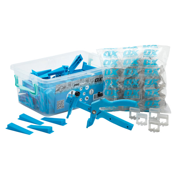 OX Tools OX-P161812 Pro Tile Level System Wedge & Spacer - Set with 100 wedges and 100 2x13mm spacers + Plier