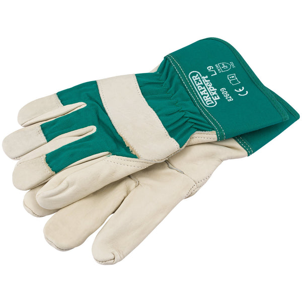 Draper 82609 Premium Leather Gardening Gloves, Large