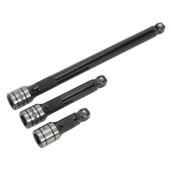 Sealey AK7692 3pc 1/2"Sq Drive Wobble/Rigid Extension Bar Set Black Series