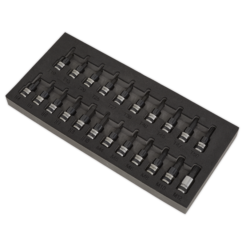 Sealey AK7985 22pc 3/8"Sq Drive TRX-Star*/Hex/Spline Socket Bit Set - Black Series