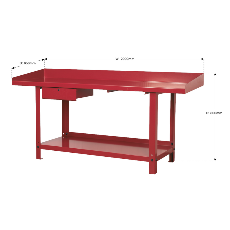 Sealey AP1020 2m Steel Workbench with 1 Drawer