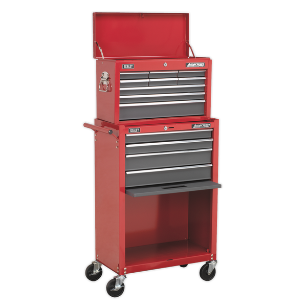 Sealey AP22513BB 13 Drawer Topchest & Rollcab Combination with Ball-Bearing Slides - Red/Grey