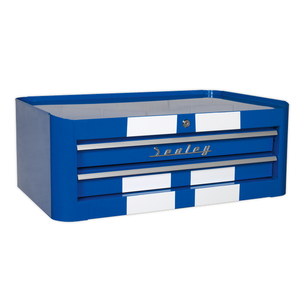 Sealey AP28102BWS 2 Drawer Retro Style Mid-Box - Blue with White Stripes