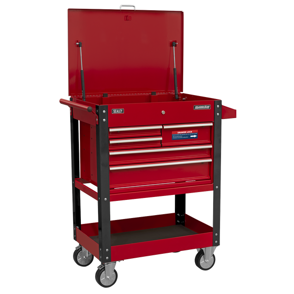 Sealey AP890M Heavy-Duty Mobile Tool & Parts Trolley with 5 Drawers & Lockable Top