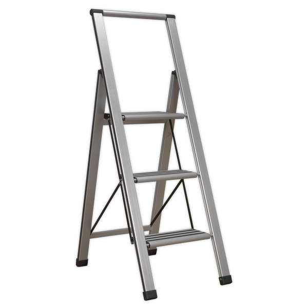 Sealey APSL3 3-Step Trade Aluminium Professional Folding Step Ladder 150kg Capacity